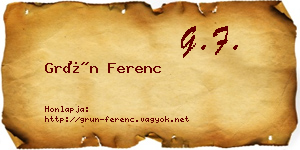Grün Ferenc névjegykártya